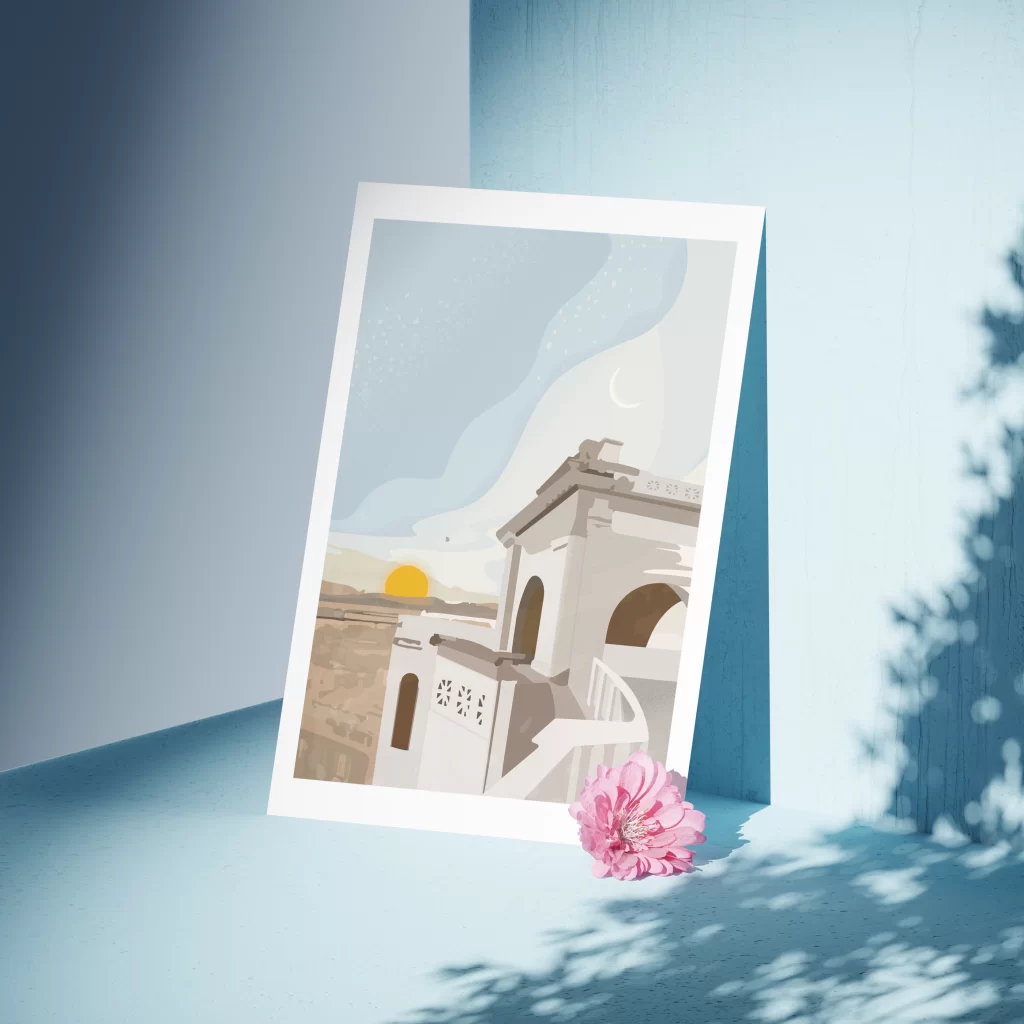 illustrazione bastione di saint remy di cagliari