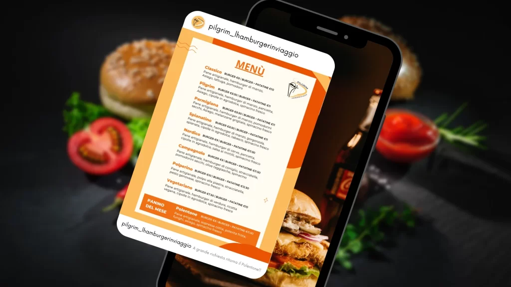 menu-post-pilgrim Modello per post instagram riguardo al menù